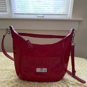 Authentic Coach Kristin Leather Shoulder Purse Bag Hobo Hot Pink